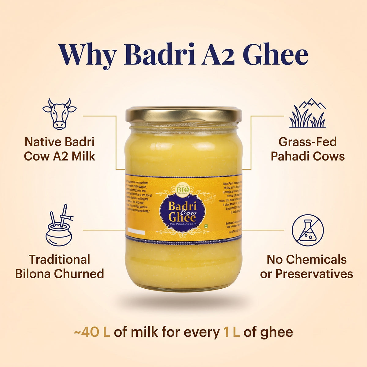 Himalayan Badri Cow A2 Ghee | Bilona processed Ghee | Pahadi Ghee | Traditional- Medicinal Ghee | 500ml