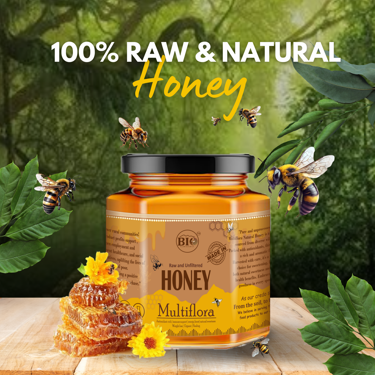 Himalayan Raw Multiflora Honey | Natural and Unpasteurized 250g