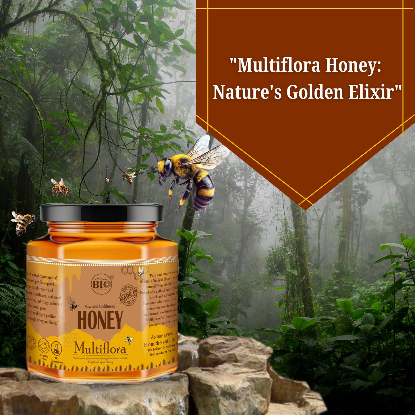 Himalayan Raw Multiflora Honey | Natural and Unpasteurized 250g
