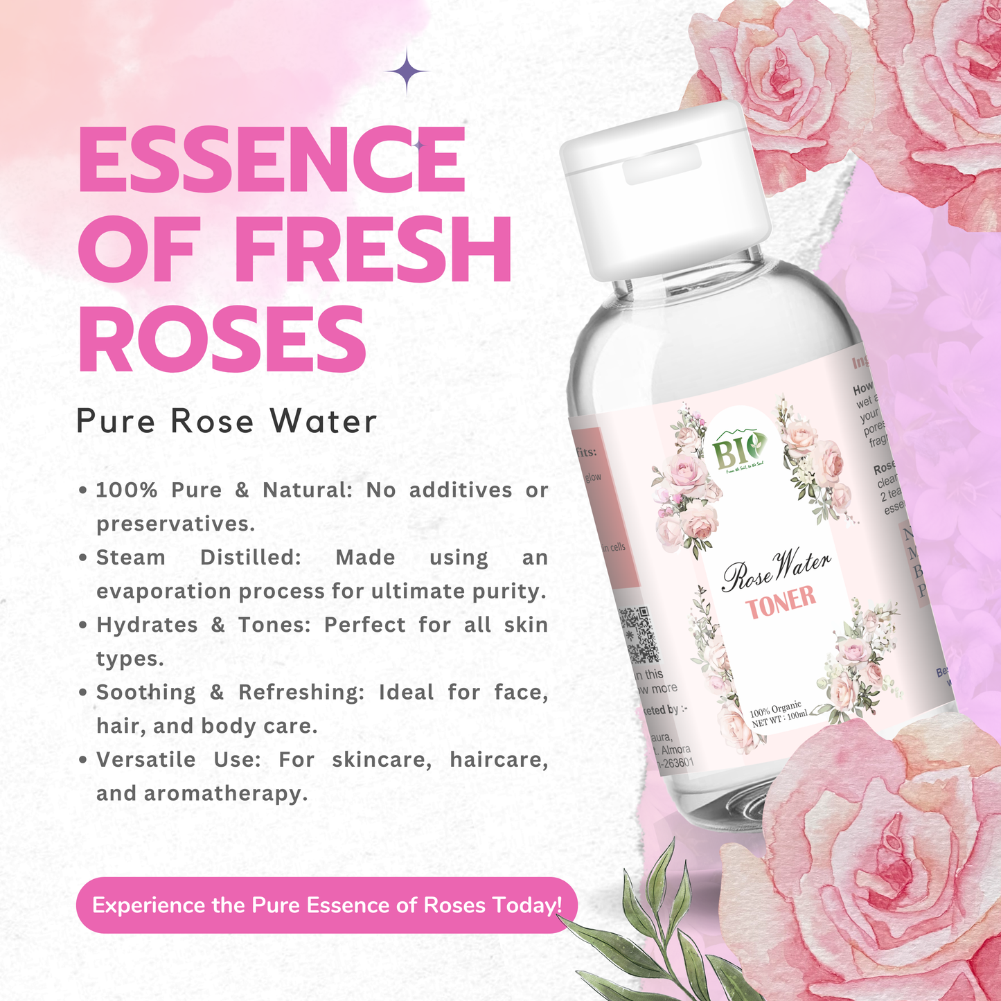 Natural Damask Rose Water 100ml