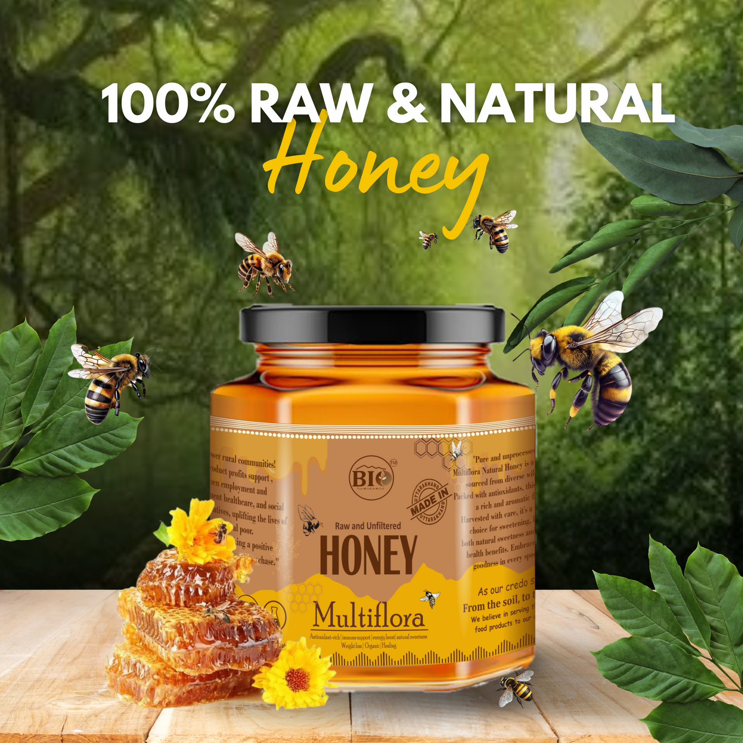 Himalayan Raw Multiflora Honey | Natural and Unpasteurized  250g