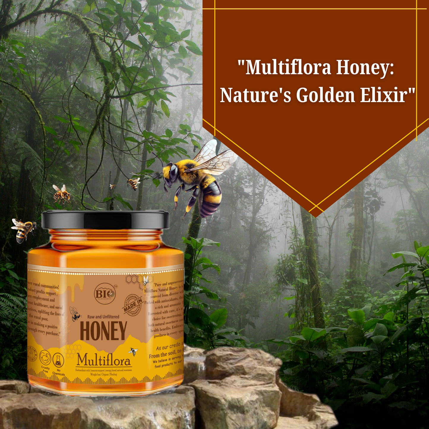 Himalayan Raw Multiflora Honey | Natural and Unpasteurized  250g