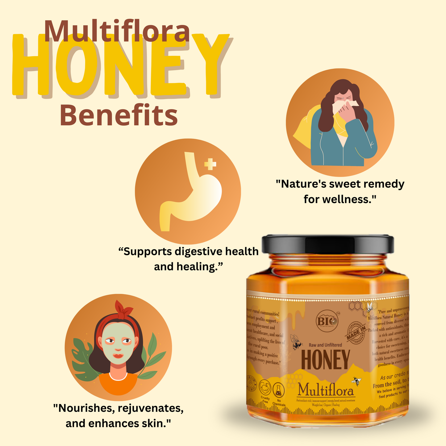 Himalayan Raw Multiflora Honey | Natural and Unpasteurized  250g