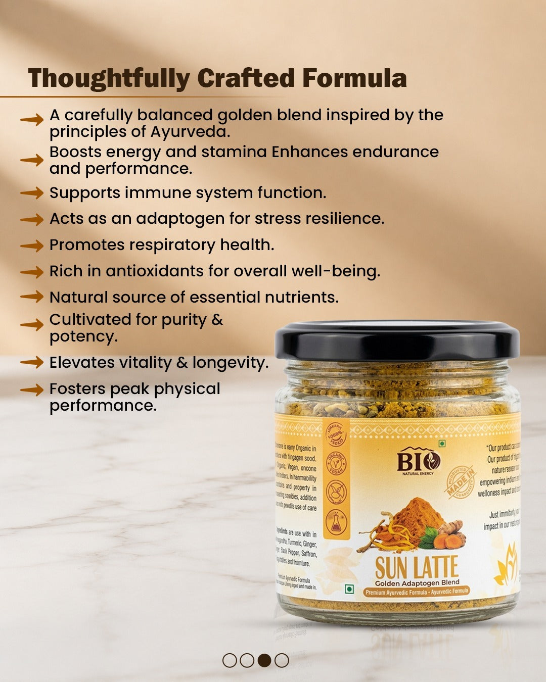Sun Latte | Golden Adaptogen Blend | Himalayan Lakadong Turmeric+ Cordycepse Militaris | 60 gm