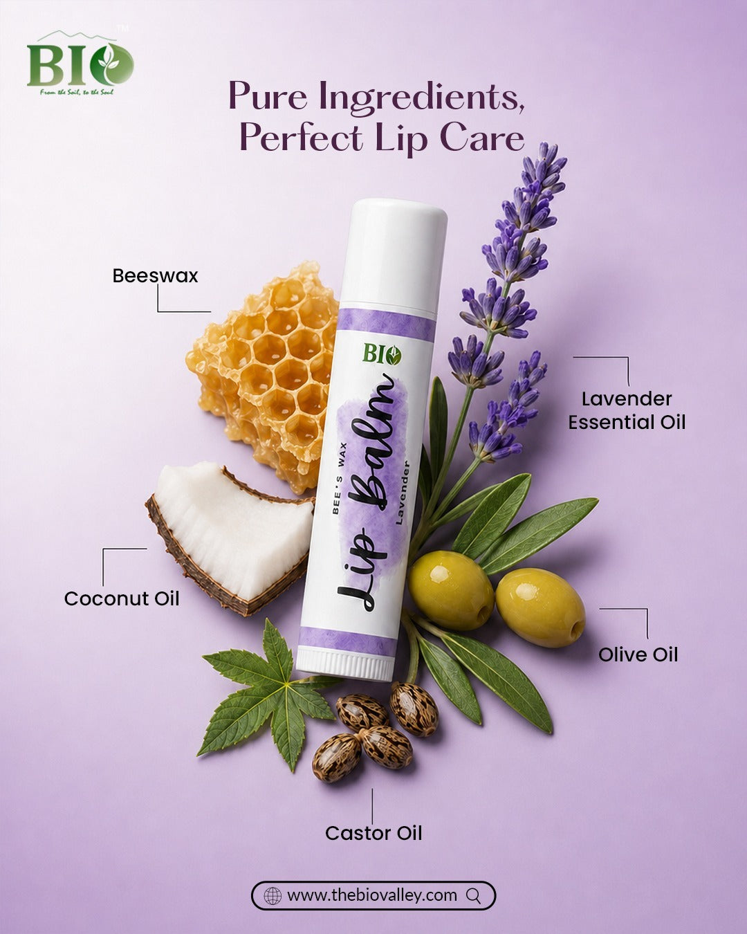 Bee's Wax Natural Lip Balm Stick | Lavender