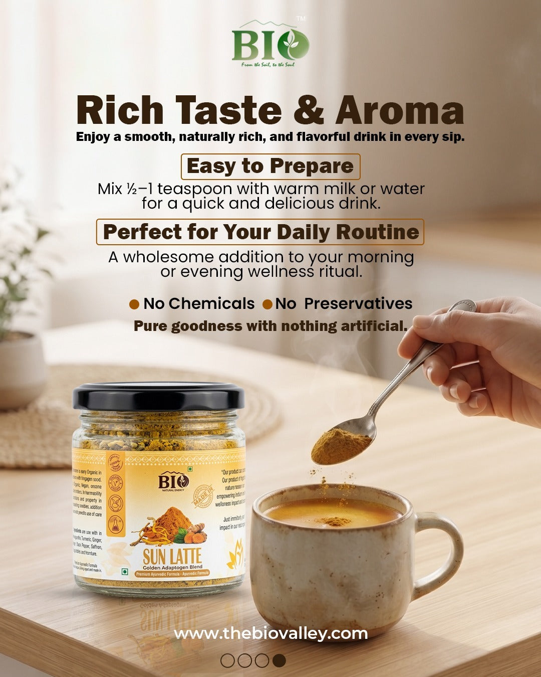 Sun Latte | Golden Adaptogen Blend | Himalayan Lakadong Turmeric+ Cordycepse Militaris | 60 gm