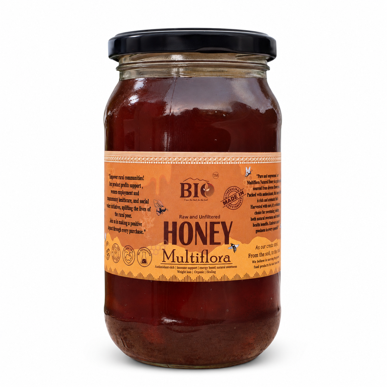 Raw & Unfiltered Multiflora Honey| Natural and Unpasteurized | 500 gm