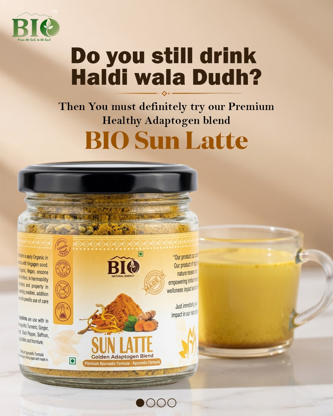 Sun Latte | Golden Adaptogen Blend | Himalayan Lakadong Turmeric+ Cordycepse Militaris | 60 gm