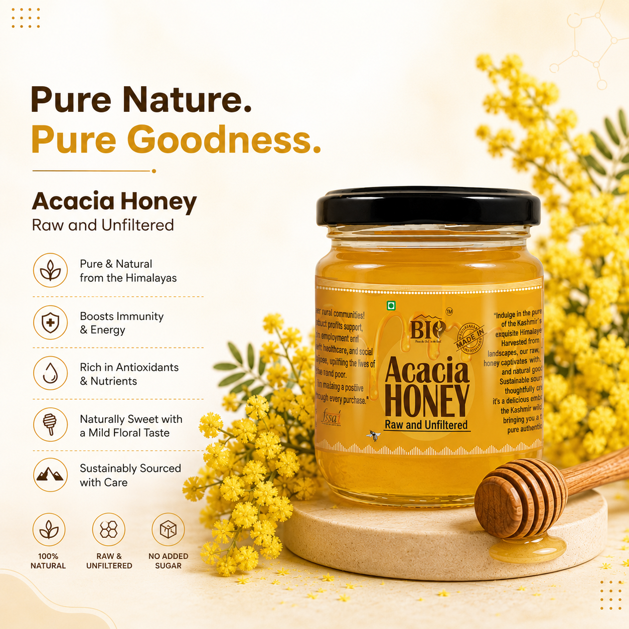 Acacia Honey | Raw & Unfiltered| 250gm